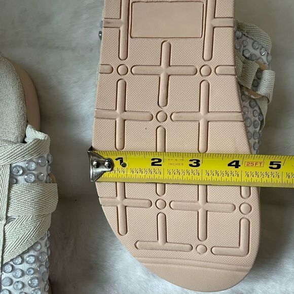 Beyond the edge of the world Beige slides sandals rhinestones accents SZS ,W10 - Picture 10 of 10